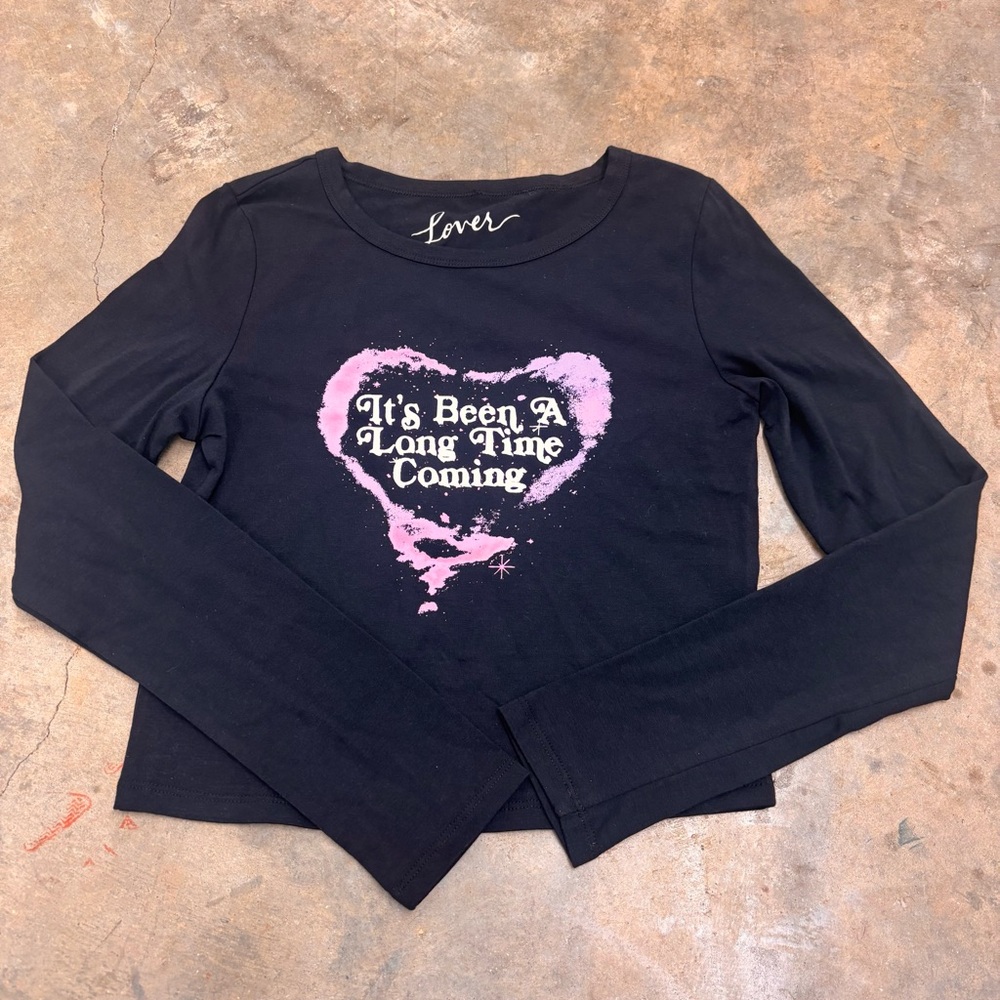 Official Taylor Swift Lover Long Sleeve Crop Top It's Been A Long Time Coming M